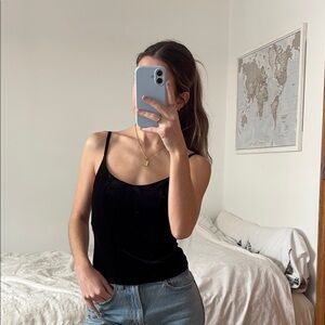 Chic Black Velvet Tank Top for Women
